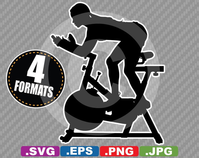 794x630 Female On Spin Bike Exercise Clip Art Image Cutting Etsy