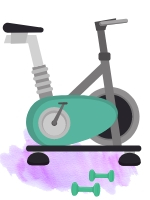 150x200 Spin Bike And Dumbbells Vector