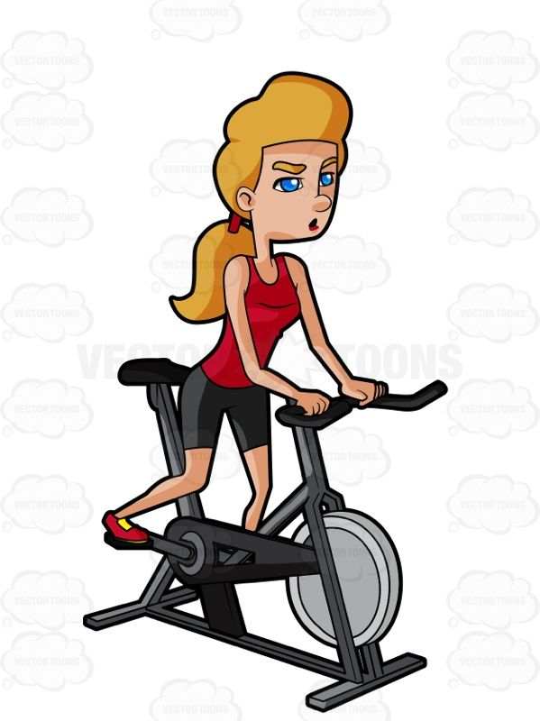 599x800 Blonde Woman Riding A Stationary Bike