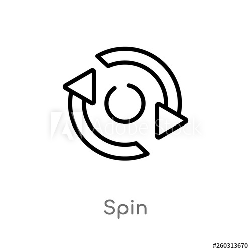 500x500 Outline Spin Vector Icon Isolated Black Simple Line Element