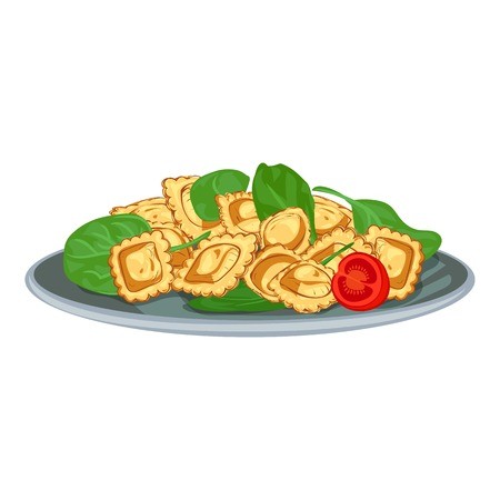 450x450 Italian Pasta With Spinach Icon Cartoon Of Italian Pasta