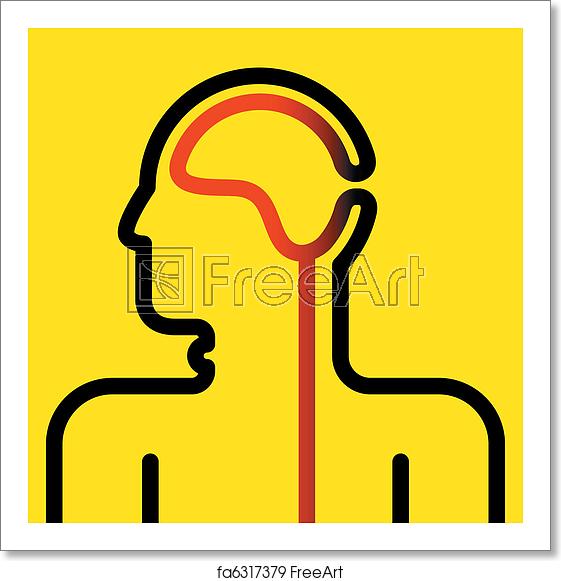 561x581 Free Art Print Of Pictogram Of Brain And Spinal Cord Vector