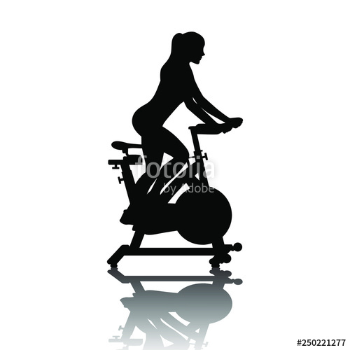 500x500 Woman Silhouette On Exercycle In Spinning Class Isolated On White