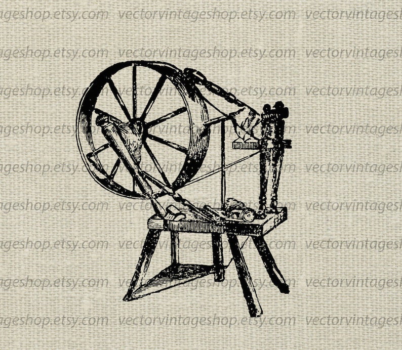 794x692 Spinning Wheel Vector Graphic Instant Download Thread Wool Etsy