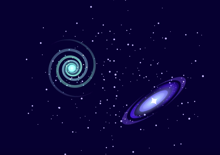 932x655 Watches In Spiral Galaxy, Flat Design, Planets