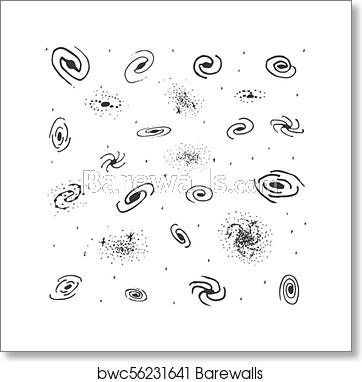 362x382 Vector Set Of Hand Drawn Galaxy Spiral Galaxy, Elliptical Galaxy