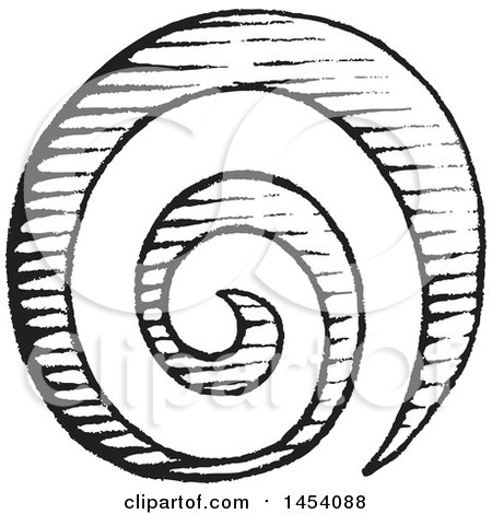450x470 Clipart Of A Black And White Sketched Spiral Galaxy