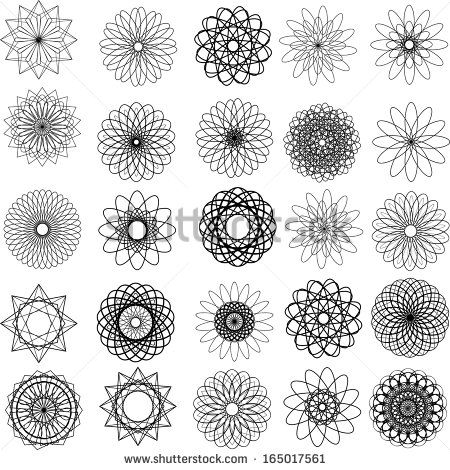 450x470 Set Of Circular Design Elements Spirograph Vector Templates