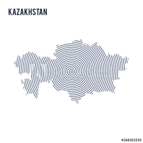 500x500 Vector Abstract Hatched Map Of Kazakhstan With Spiral Lines