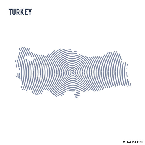 500x500 Vector Abstract Hatched Map Of Turkey With Spiral Lines Isolated