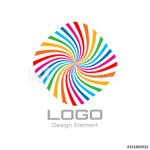 500x500 Colorful Bright Rainbow Spiral Logo Vector Illustration