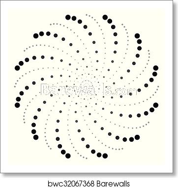 Dotted Circular Motif, Dotted Spiral Pattern Vector, Art Print 362x382 Dotted Circular Motif, Dotted Spiral Pattern Vector, Art Print