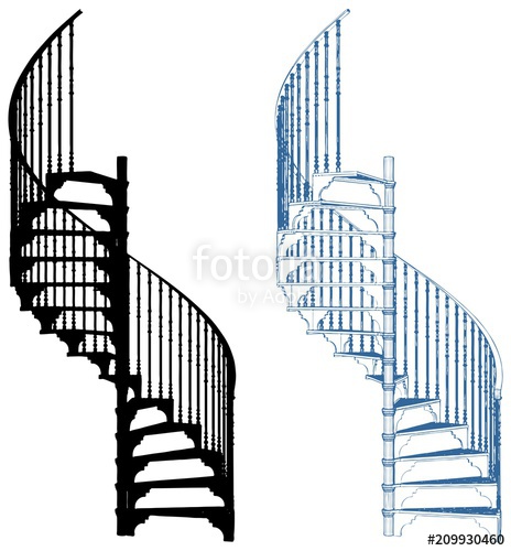 464x500 Spiral Staircase Isolated On White Background Vector Stock Image