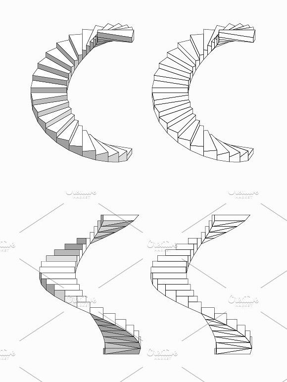 580x772 Spiral Staircase Vector Isometric Design In Spiral