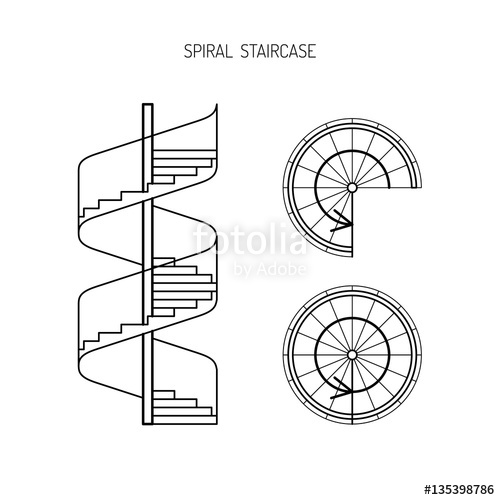 500x500 Spiral Staircase Vector Image In A Linear Fashion Stock Image