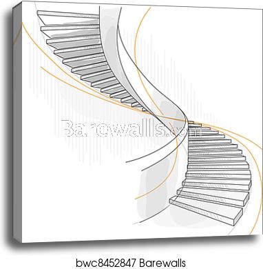 382x390 Sketch Of A Spiral Staircase, Canvas Print Barewalls Posters