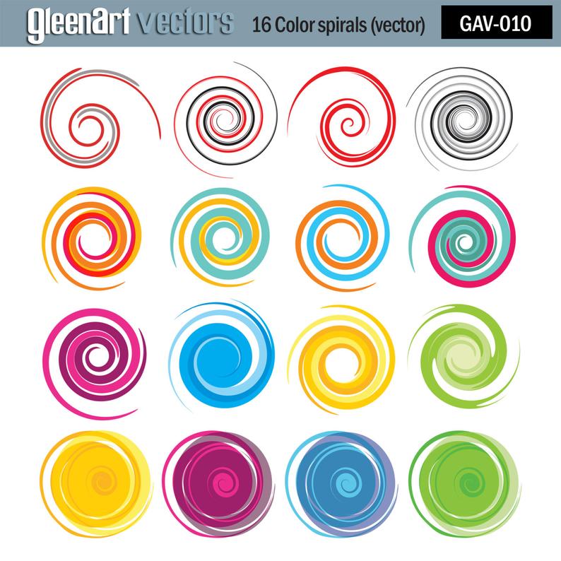 794x794 Color Spirals Clipart Spirals Spiral Vector Helix Etsy