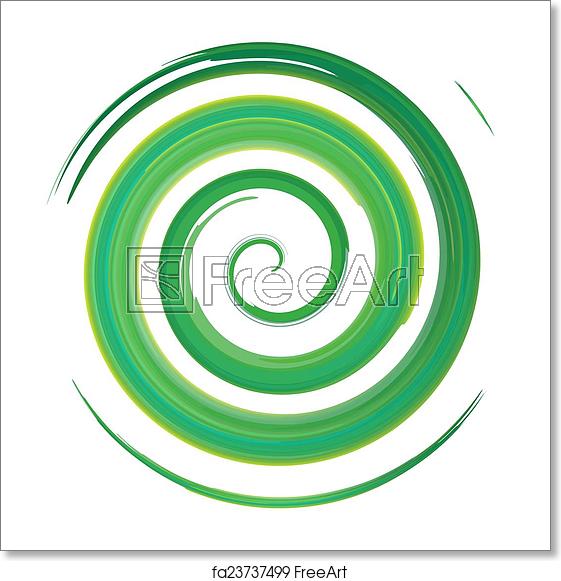 561x581 Free Art Print Of Green Watercolor Spiral, Vector Illustration