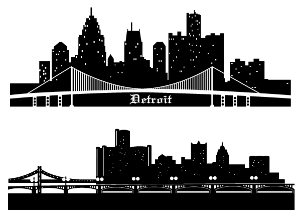 600x430 Detroit Skyline Vector Silhouettes Free Detroit Detroit