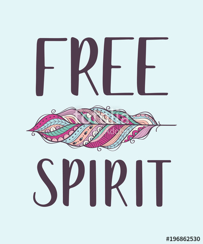 417x500 Boho Style Inspirational Quote With Colorful Ornamental Feather