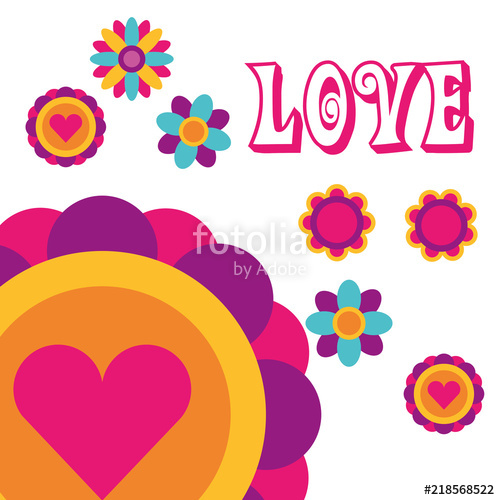 500x500 Love Flowers Love Heart Bohemian Hippie Free Spirit Vector