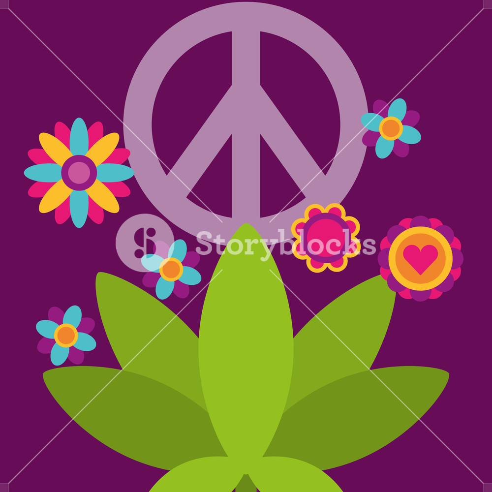 1000x1000 Peace And Love Plant Flowers Free Spirit Vector Illustration