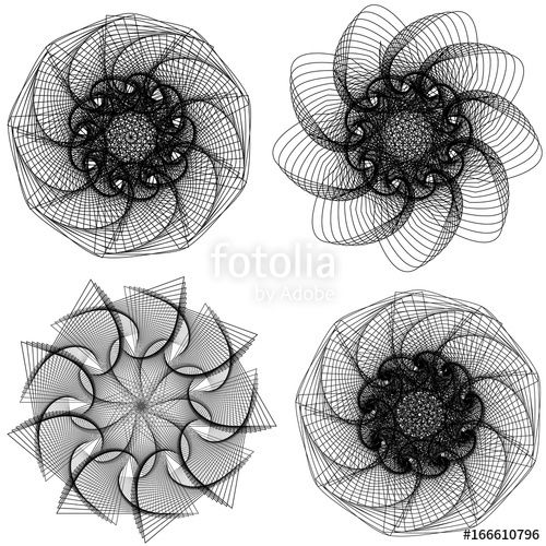 500x500 Set Of Abstract Geometric Spirograph Background Vector