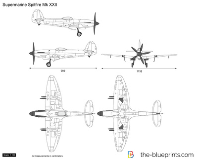 400x322 Supermarine Spitfire Mk Xxii Vector Drawing