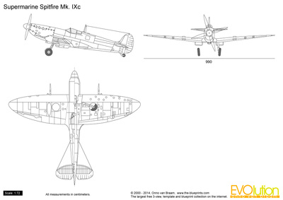 400x283 Supermarine Spitfire Mk Ixc Vector Drawing