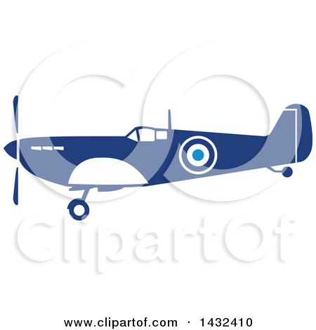 450x470 Clipart Of A Retro Blue And White World War Two Spitfire Fighter