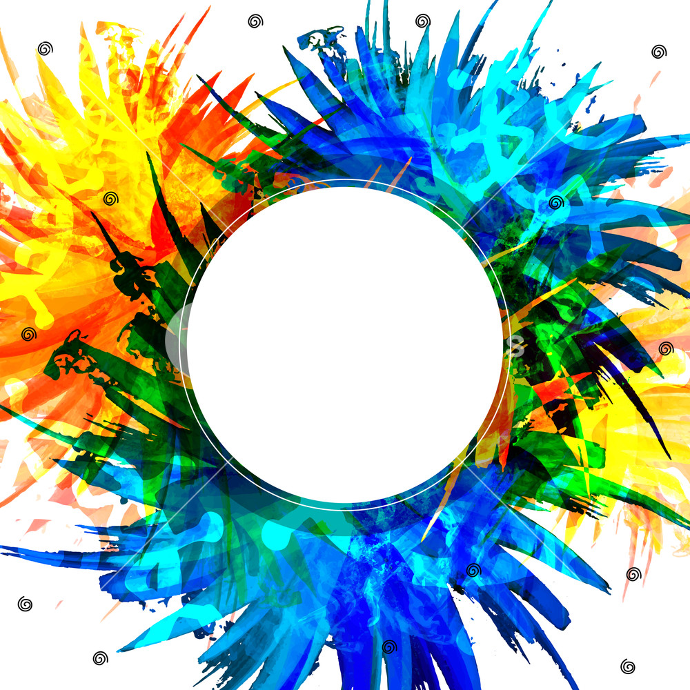 1000x1000 Colorful Abstract Splash Background With Blank Frame, Vector