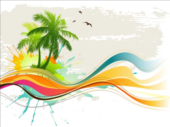 550x412 Palm With Abstract Splash Background Vector Free Download