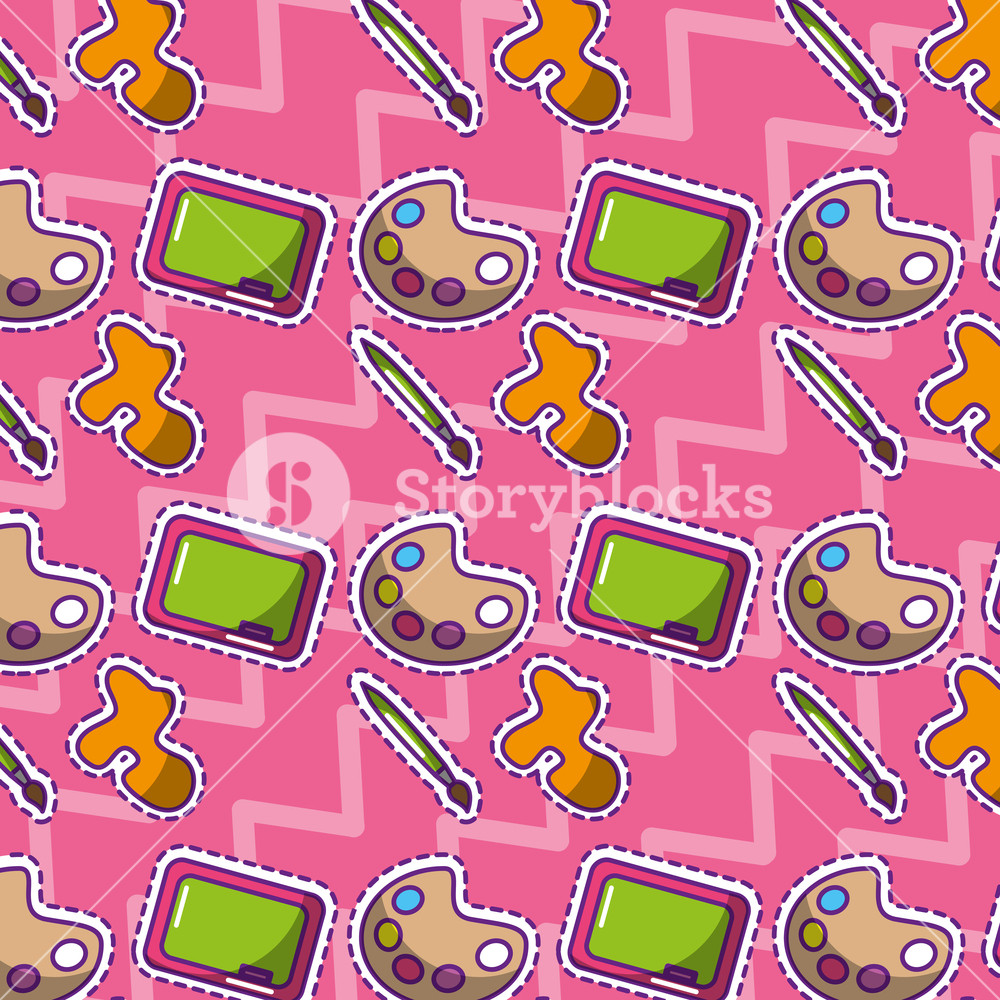 1000x1000 School Chalkboard Palette Color Splash Brush Seamless Pattern