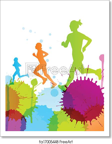 450x580 Free Art Print Of Runners Abstract Color Splash Vector Background