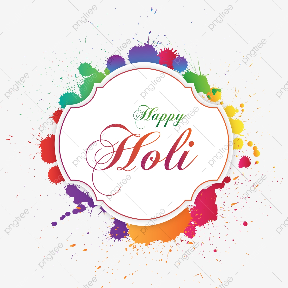1200x1200 Happy Holi Lettering With Colorful Splash Vector, Holi, Happy