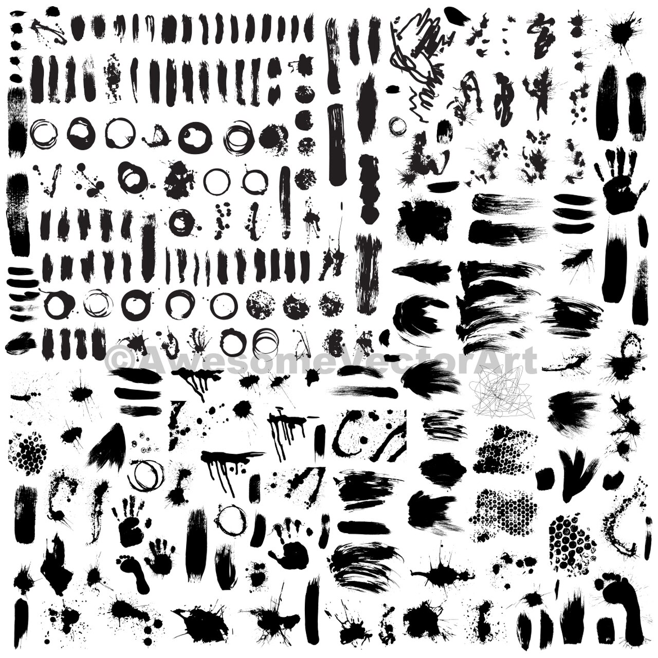 1280x1280 Super Brush Stroke And Splatter Vector Set
