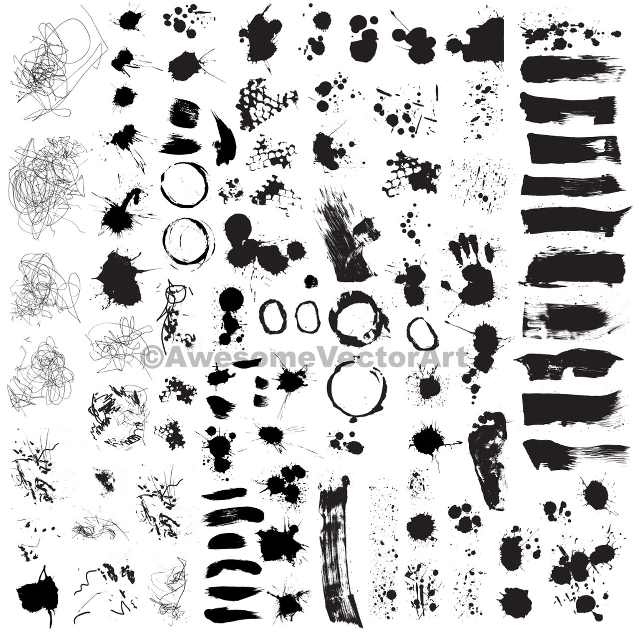 1280x1266 Super Brush Stroke And Splatter Vector Set