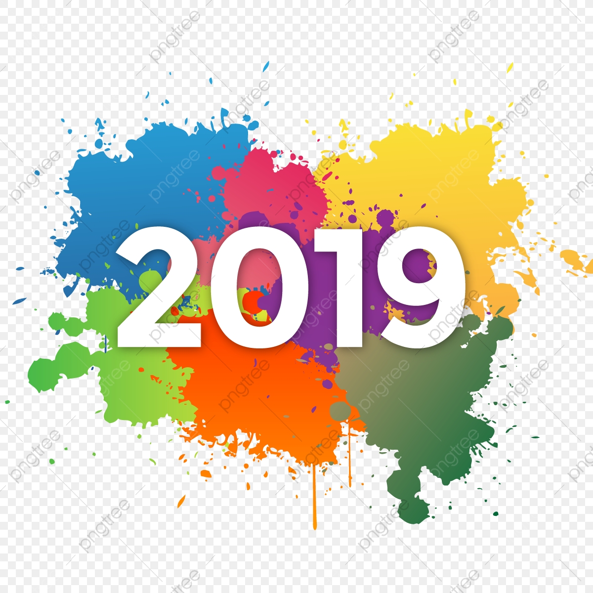 1200x1200 New Year Colorful Brush Splatter Vector, Abstract, New, Year
