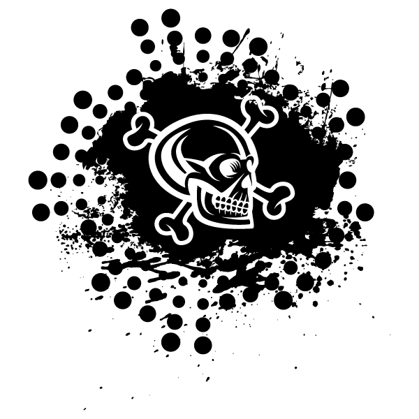 600x600 Skull With Halftone Splatter Vector Image