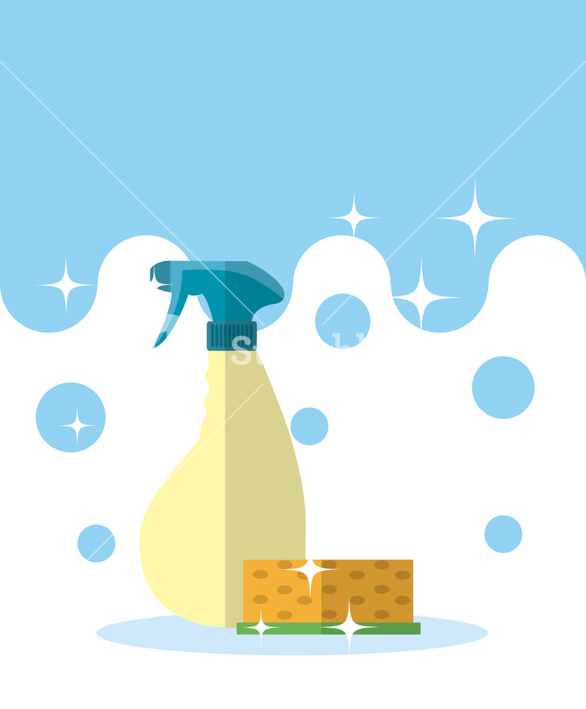 827x1000 Splash Bottle And Sponge Vector Illustration Graphic Design