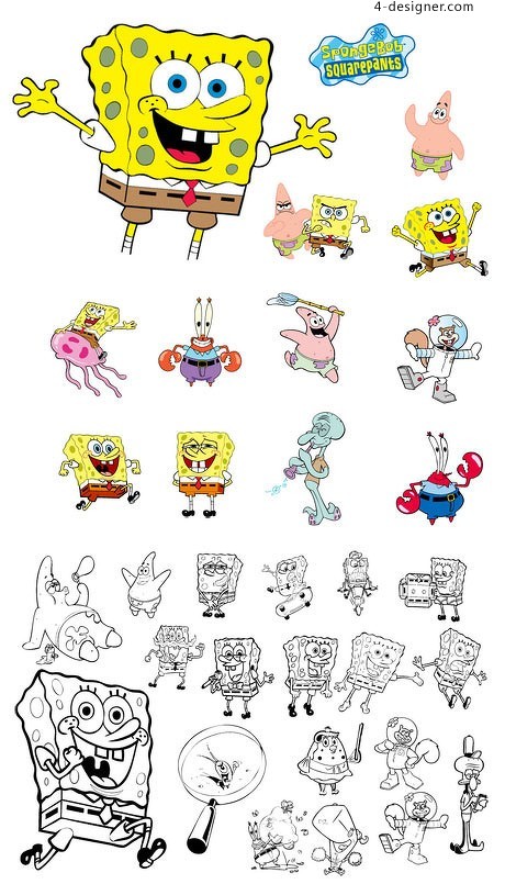 460x805 Designer Spongebob Cartoon Vector Illustration