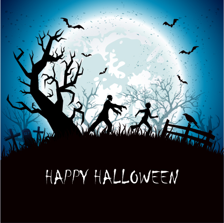 453x452 Halloween Background With Night Vector Material Free Download