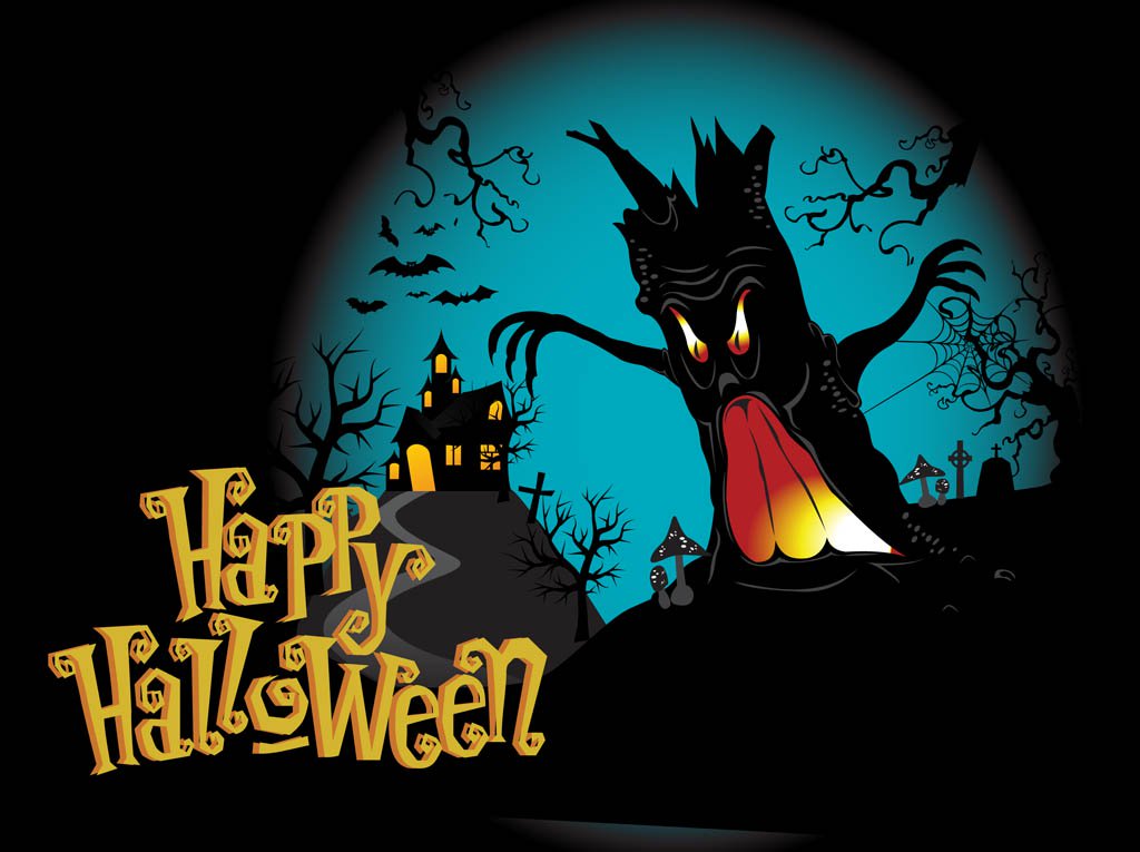 1024x765 Happy Halloween Background Vector Art Graphics