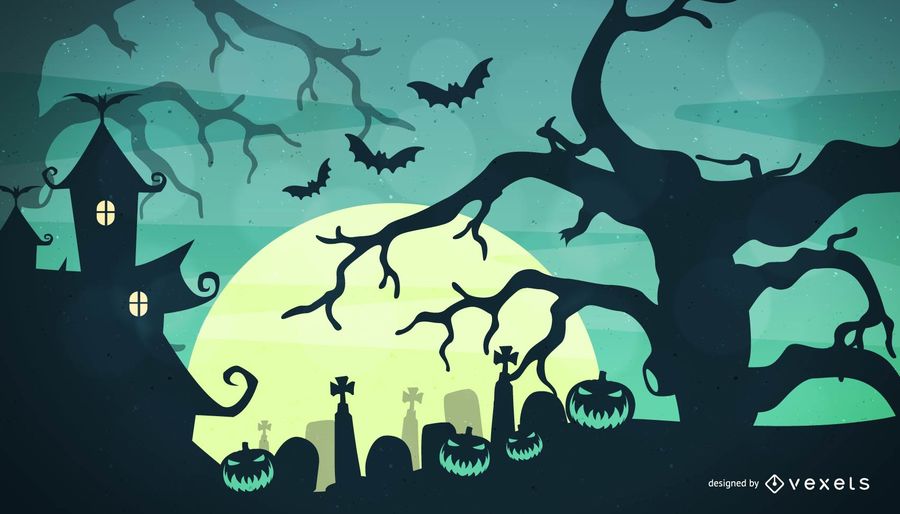 900x514 Spooky Halloween Night Background