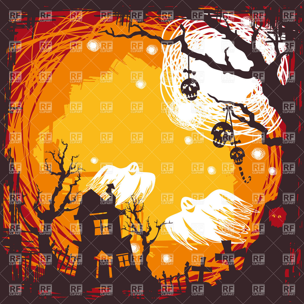 1200x1200 Spooky Halloween Background With House On Graveyard And Flying