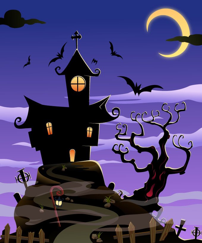 680x815 Free Spooky House Halloween Background Files, Vectors