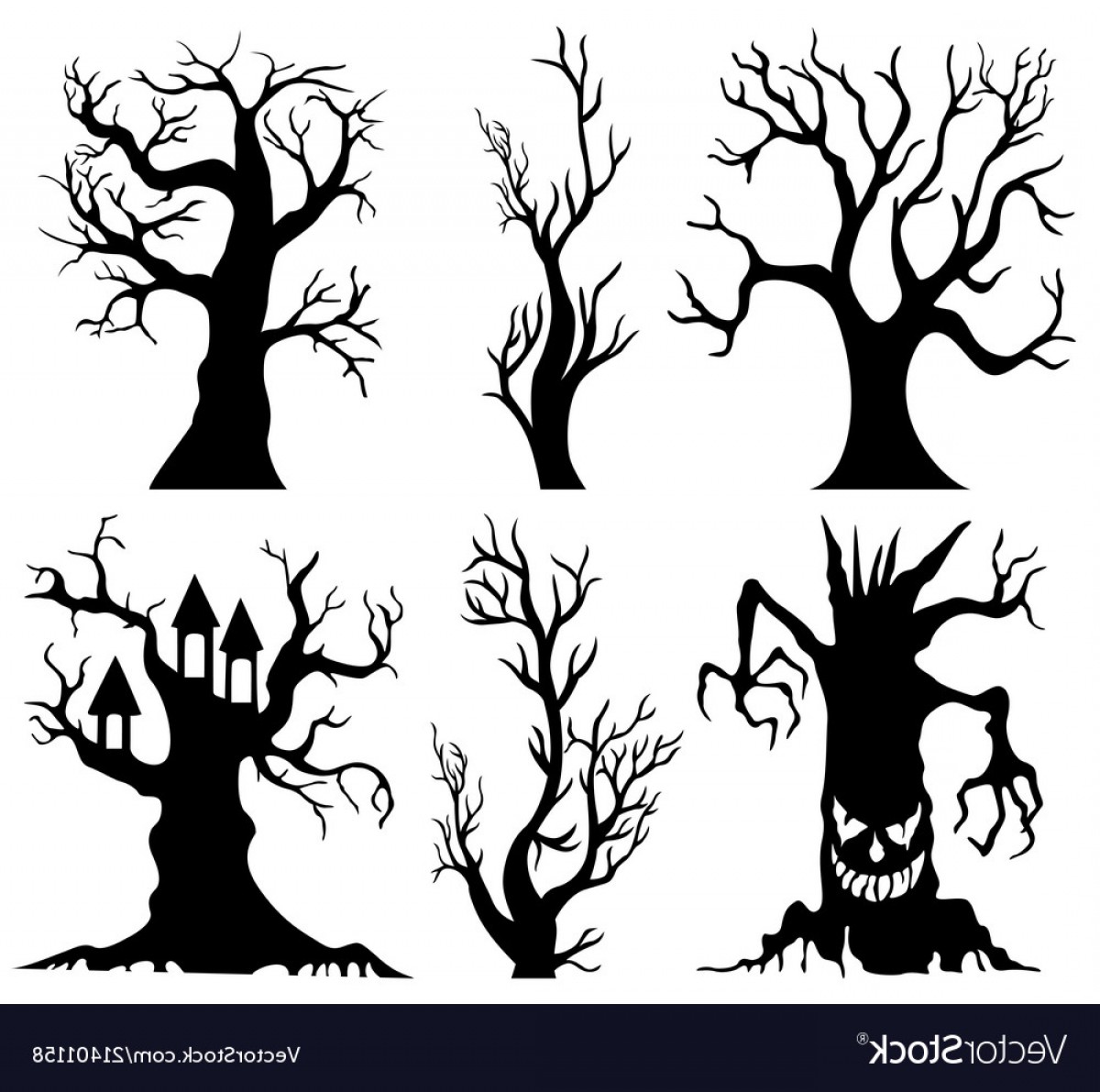 Дерево Хэллоуин контур