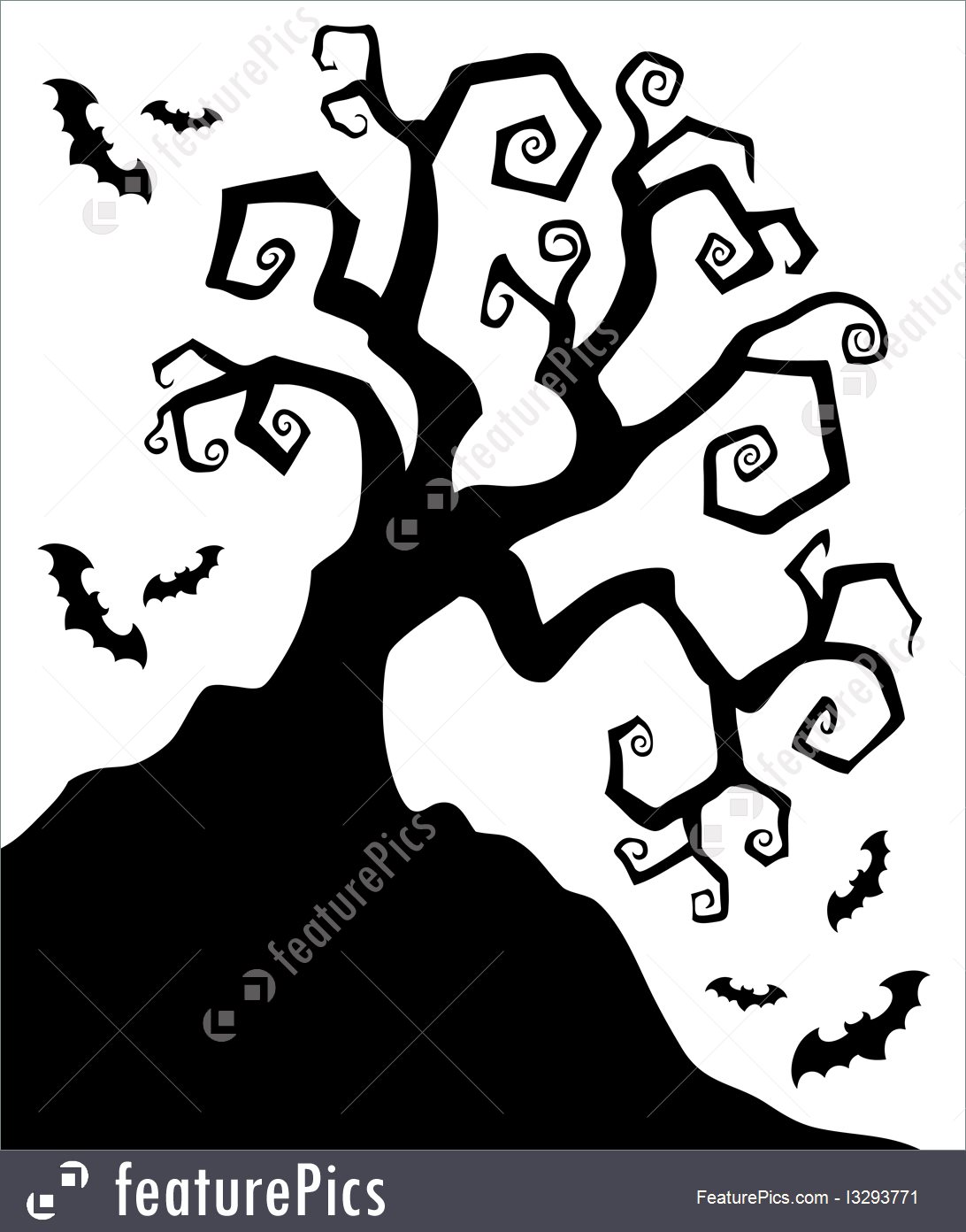 1092x1392 Illustration Of Spooky Silhouette Of Halloween Tree
