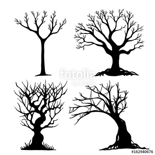 500x500 Set Of Halloween Tree Dead Tree From Vector Scary Tree