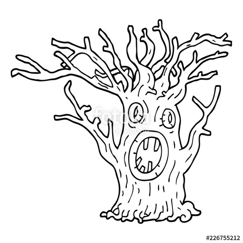 500x500 Line Drawing Cartoon Spooky Tree Stock Image And Royalty Free